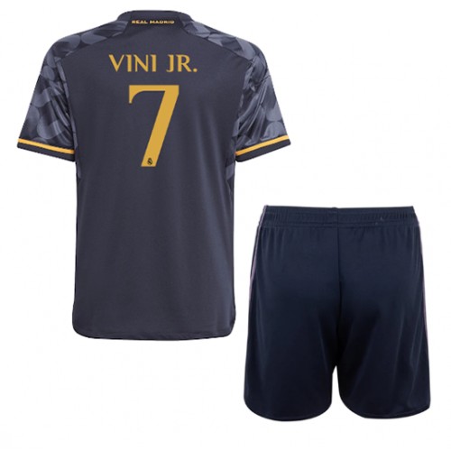 Fotballdrakt Barn Real Madrid Vinicius Junior #7 Bortedraktsett 2023-24 Kortermet (+ Korte bukser)